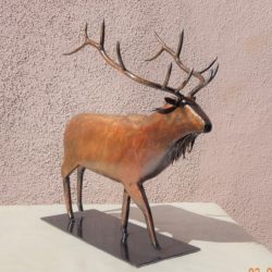 Welded Steel Bull Elk Sculpture